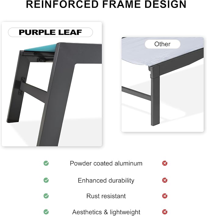 PURPLE LEAF Outdoor Chaise Lounge Set of 2 Aluminum Patio Lounge Chair - Image 7