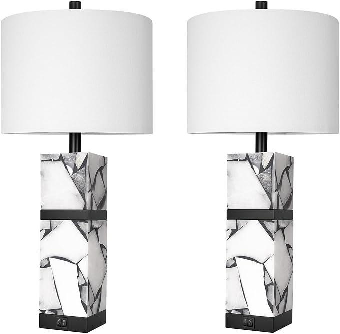 Scenekoy 27" Alabaster Table Lamps Set of 2 - Image 7