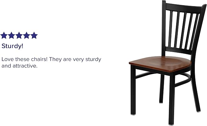 Flash Furniture HERCULES Series Black Vertical Back Metal Restaurant Chair - Image 4