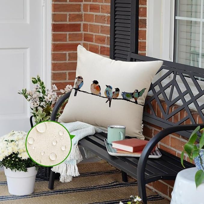 RABUSOFA Outdoor Pillow Covers 22x22 Inch, Outdoor Bird Lumbar Throw Pillow - Image 5