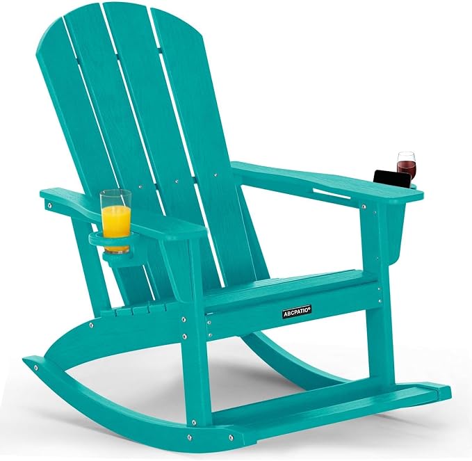 Outdoor Oversized Adirondack Rocking Chairs, All Weather HDPE Patio Rocking by ABCPATIO