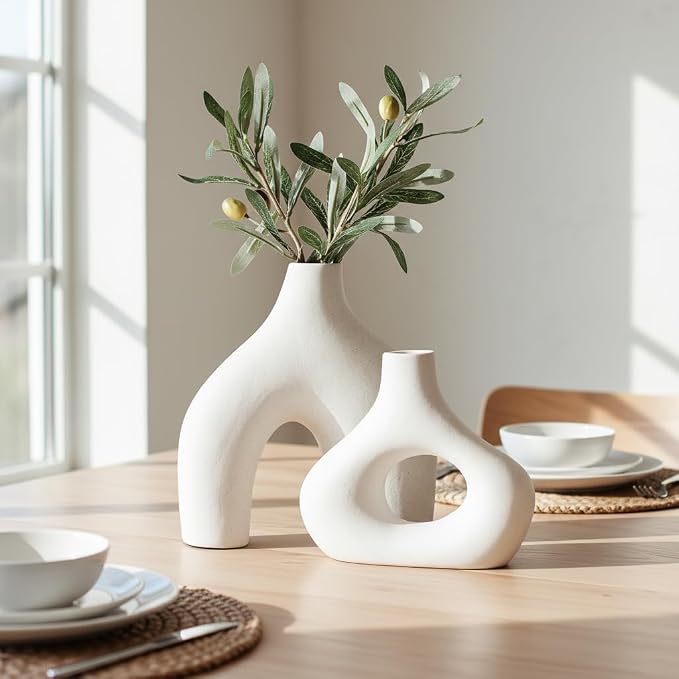 Carrot's Den Donut Vase, Hollow | Table Centerpiece, Olive Plant, Living Room - Image 9