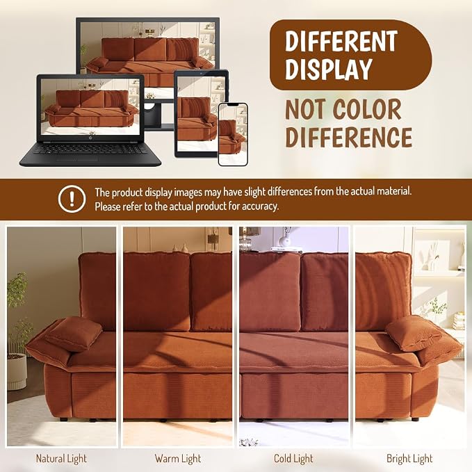 KEIKI 94.5" King Size 3-in-1 Convertible Sofa Bed, Pull-Out Sleeper Couch - Image 8
