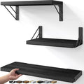 BAYKA Wall Mounted Floating Bathroom Shelves, Wood Floating Wall Shelf by Bayka