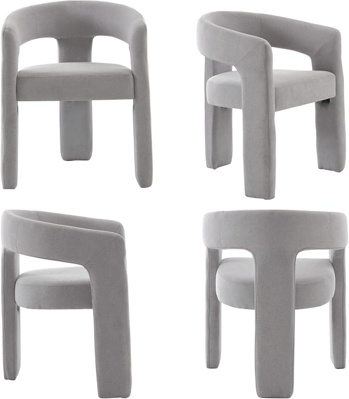 Modern Chenille Dining Chairs Set of 4, Upholstered Barrel Chairs - Image 9
