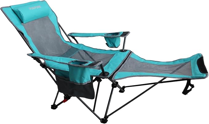 Reclining Camping Chair with Removable Footrest Lounge Chair with Headrest - Image 9