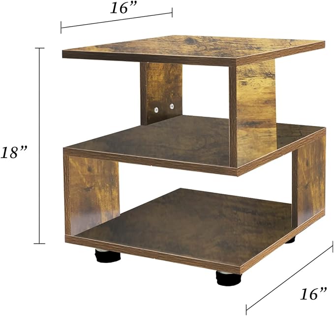 BROWN-BROWN Nightstand, Japanese Tatami Style Small End Table, 2 Tiers Sofa - Image 2