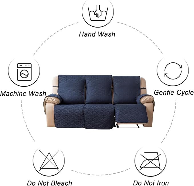 Genina Waterproof Couch Cover for Reclining Couch 3 Seater Non-Slip, Washable - Image 9
