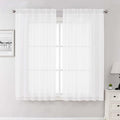 Lecloud White Sheer Curtains 63 Inch Length 2 Pcs, Light Filtering Rod Pockets by Lecloud