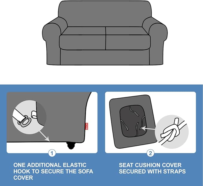 CUCRAF T Cushion Sofa Cover 3 Piece Loveseat Slipcovers, Soft Thick Velvet - Image 7