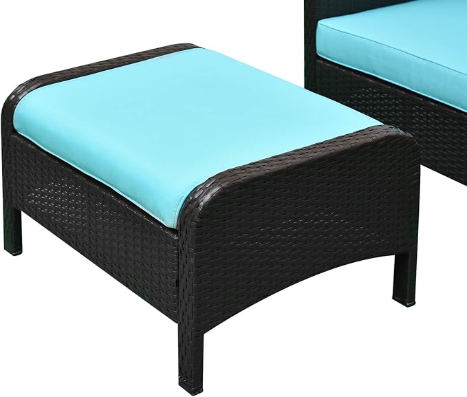 Outsunny 5 Pieces Rattan Wicker Lounge Chair Outdoor Patio Conversation Set - Image 9