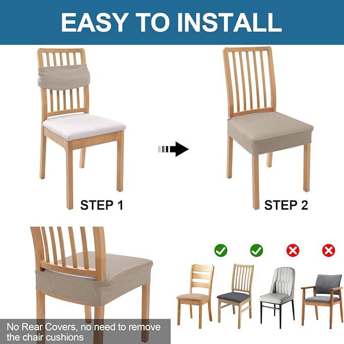 Smiry Waterproof Seat Covers for Dining Room Chairs Set of 10, Stretch Jacquard - Image 5