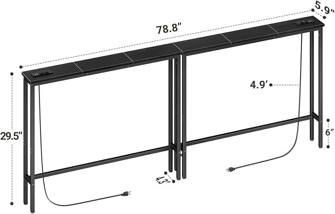 ELYKEN 2 Pack 5.9" Narrow Console Sofa Table - Image 3