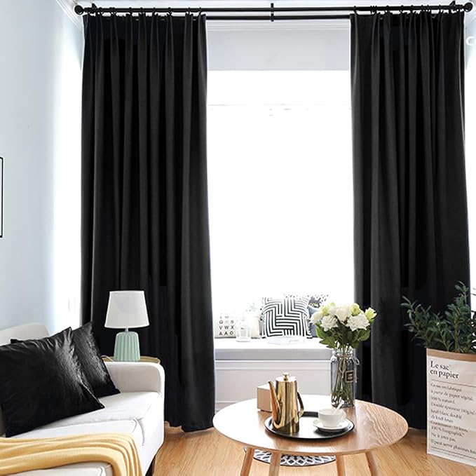 59 Inch Black Linen Cotton Canvas Embroidery Fabric by The Yard Solid Color - Image 6