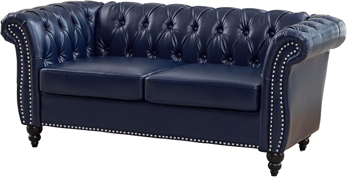 Mid-Century 2 Seater Sofa, Faux Leather Loveseat - Image 5