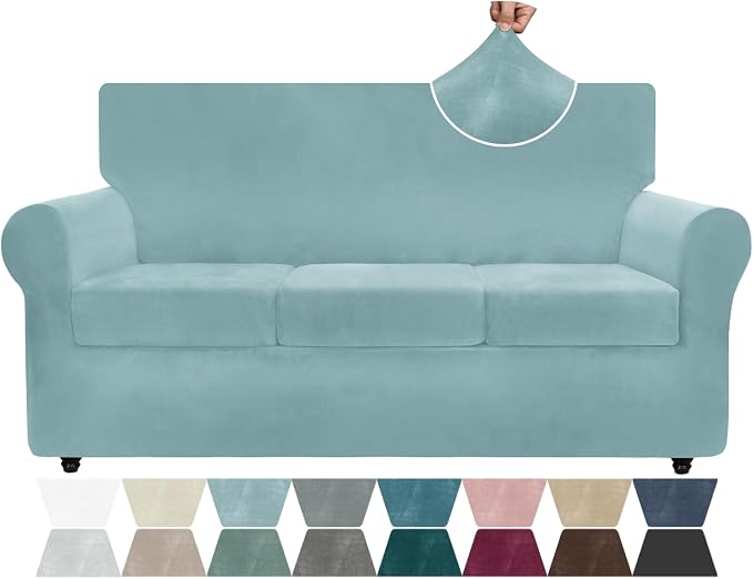 ZNSAYOTX Luxury Velvet Couch Cover 4 Piece Stretch Sofa Covers by ZNSAYOTX