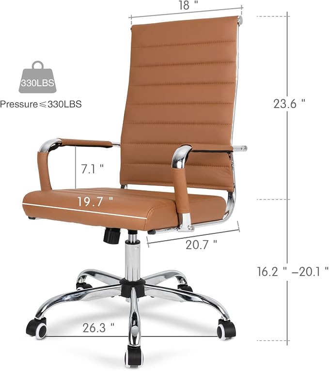 Home Office Chair Ribbed, Modern Leather Conference Room Chairs, High Back - Image 3