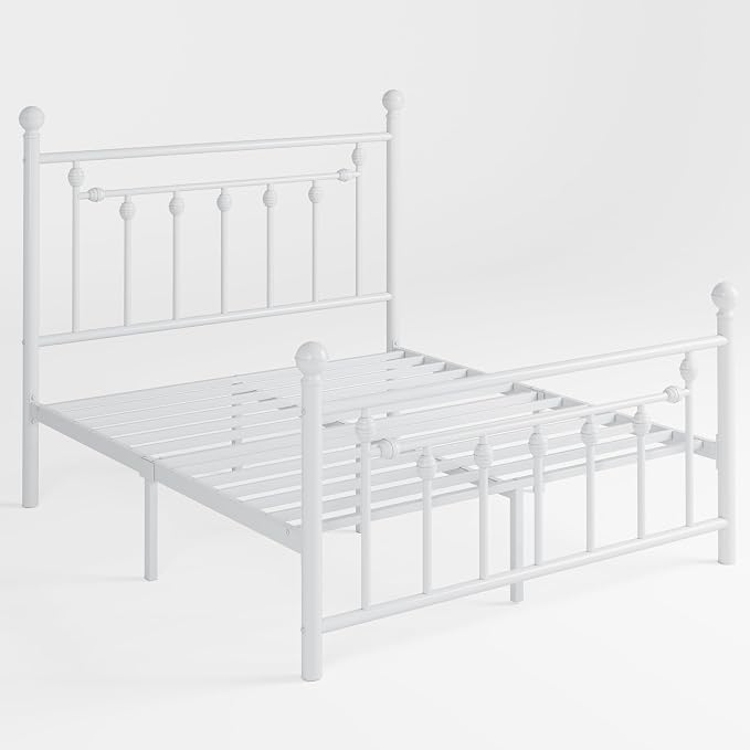 SHA CERLIN 14" Full Size Metal Platform Bed Frame/Victorian Headboard and - Image 8