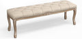 Cozyman Bedroom Bench, French Vintage Tufted Entryway 52.5" Carving Upholstered by COZYMAN