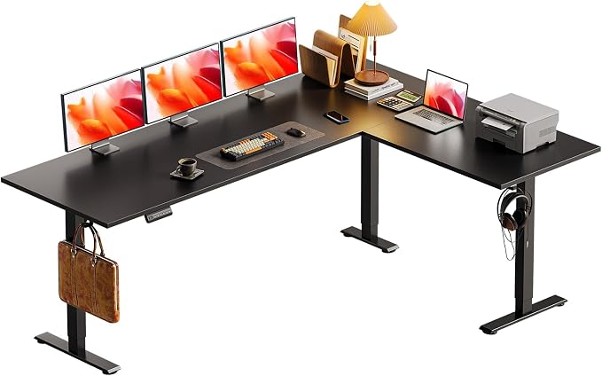 Casaottima 71 Inch Reversible Electric L Shaped Standing Desk, Height by Casaottima
