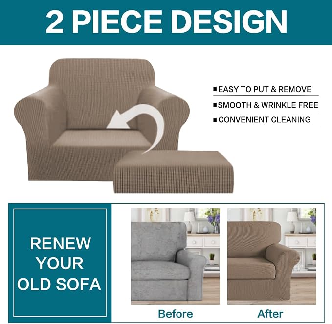 Turquoize 2 Piece Chair Covers Armchair Covers - Image 4