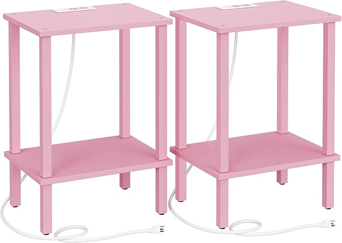 TUTOTAK End Table with Charging Station, Small Side Table with Outlets - Image 9