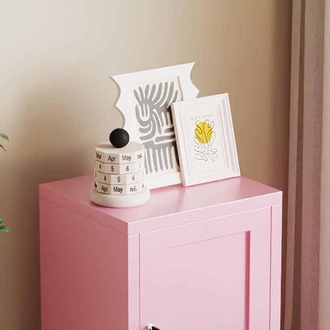 ALBAD Metal Nightstand with Lockable Cabinet, Compact Mini Locker Bedside Table - Image 6