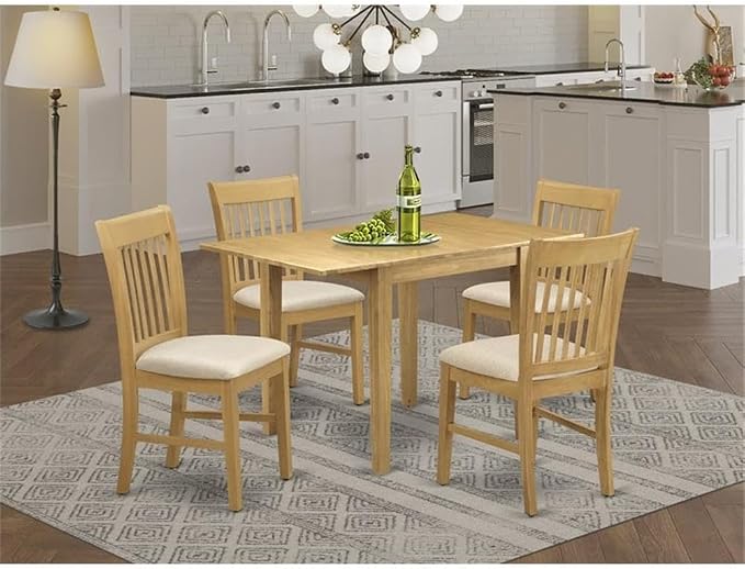 East West Furniture NDNO5-OAK-C 5 Piece Modern Dining Table Set Includes a - Image 2