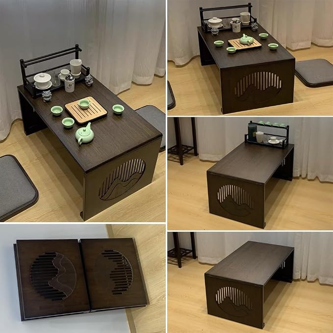 Floor Low Table, Japanese Living Room Coffee Table, Folding Design, - Image 3
