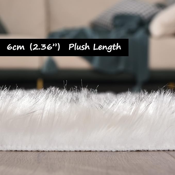 Goolela Sheepskin Area Rug 6x9 Fluffy Fuzzy Furry Faux Fur Rug - Image 3