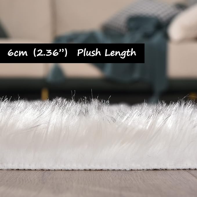 Goolela Round Sheepskin Rugs 4ft Circle Fluffy Faux Fur Rug Shaggy Rug - Image 4