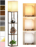 Floor Lamp with Shelves for Living Room Brown, Shelf Floor Lamp with 3 CCT LED by PARTPHONER