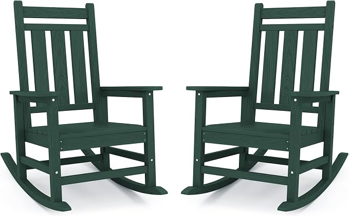 KINGYES Oversized Outdoor Rocking Chair Set of 2, All-Weather Patio Rocking by KINGYES