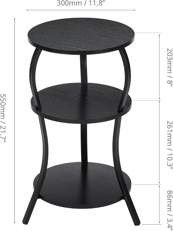 Vintage Small Round Side Table, 3-Tier Slim Waist Circular End Table - Image 3