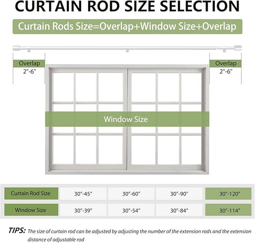 5/8” Diameter Curtain Rods 30-120 Inch, - Image 2