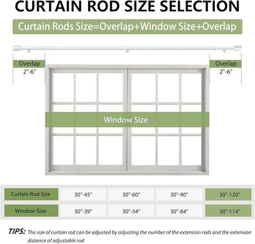 5/8” Diameter Curtain Rods 30-120 Inch, - Image 2