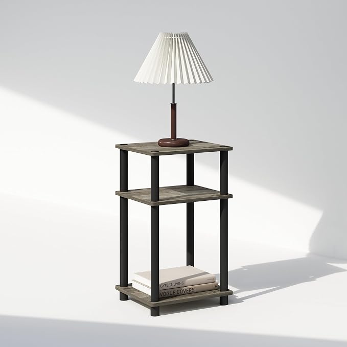 Furinno JUST Night Stand, 3-Tier Turn-N-Tube Nightstand, Toolless Bedside Table - Image 4