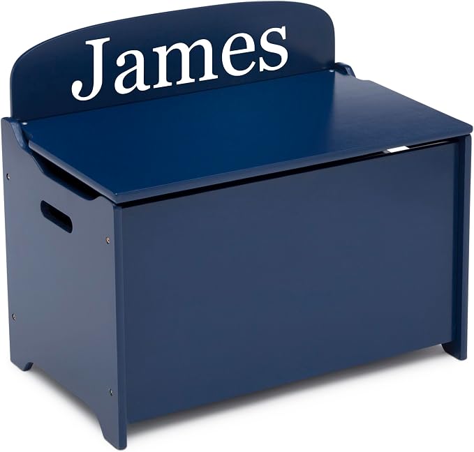 Delta Children Personalized MySize Deluxe Toy Box, Deep Blue - Image 5