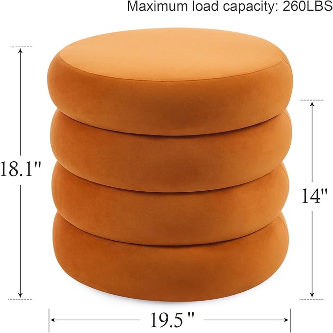 Flouki 19.5" Storage Ottoman Round, Vanity Stools - Image 2