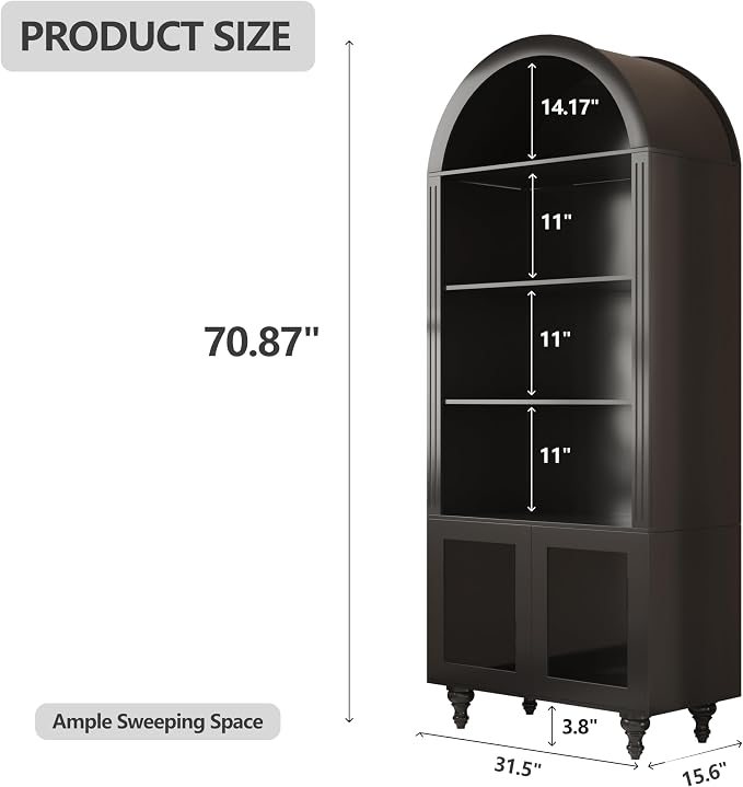 Wildhome Wooden Arched Display Storage Cabinet - Image 2