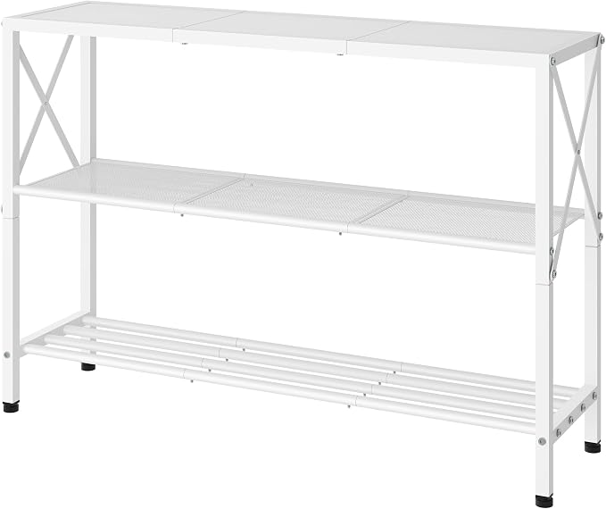 Hoctieon White Industrial Console Table, 3 Tier Entryway Tables, Hallway Desk - Image 8
