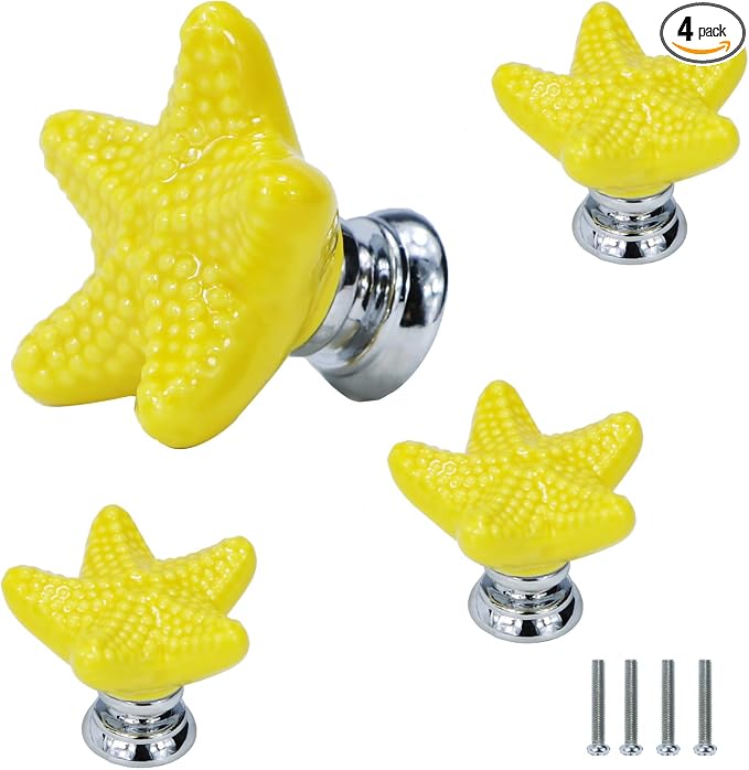 Starfish Drawer Knobs Coastal Kitchen Cabinet Knos Beach Themeb Knob Ceramic by Brosay