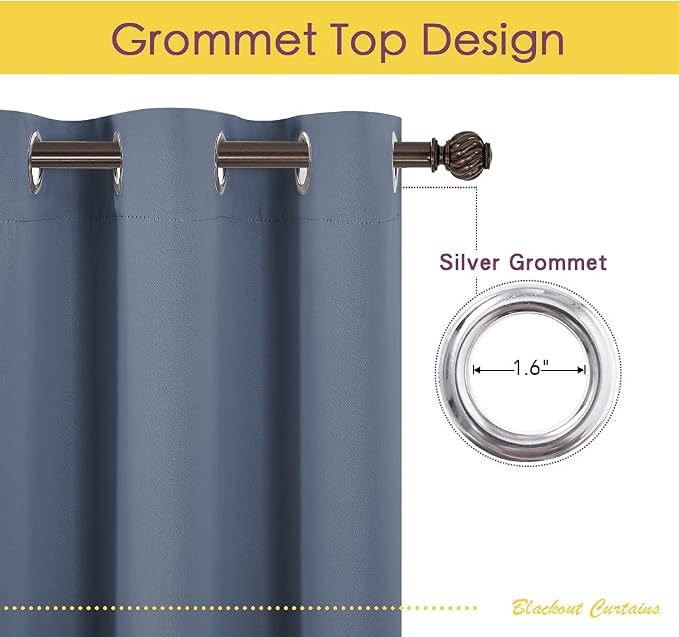 NICETOWN Blackout Draperies 60" W x 84" L Curtains - Image 3