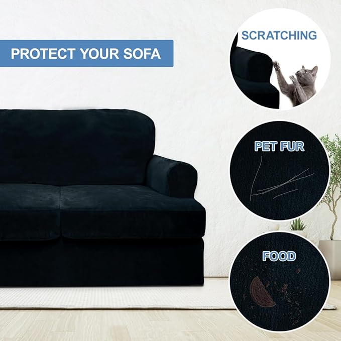 CUCRAF T Cushion Sofa Cover 4 Piece Slipcovers, Soft Thick Velvet Couch Cover - Image 4