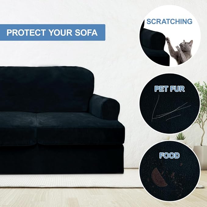 CUCRAF Cushion Sofa Cover 4 Piece Slipcovers, Soft Thick Velvet Couch Cover - Image 4
