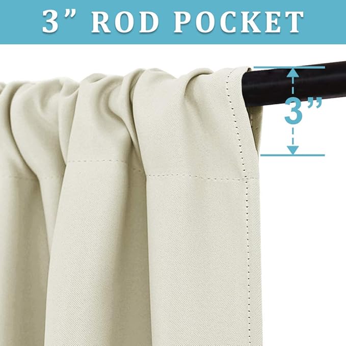 RYB HOME Extra Wide Curtains for Bedroom Living Room 63 inches Long, Thermal - Image 2
