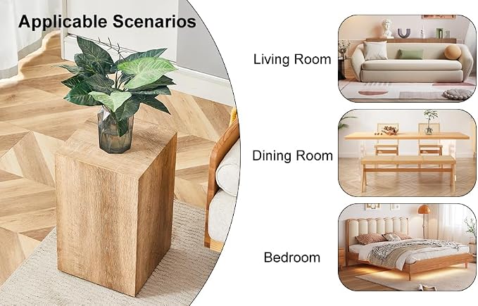 Rustic Natural Rectangular End Coffee Table, Modern Elegant Bedside Nightstand - Image 7