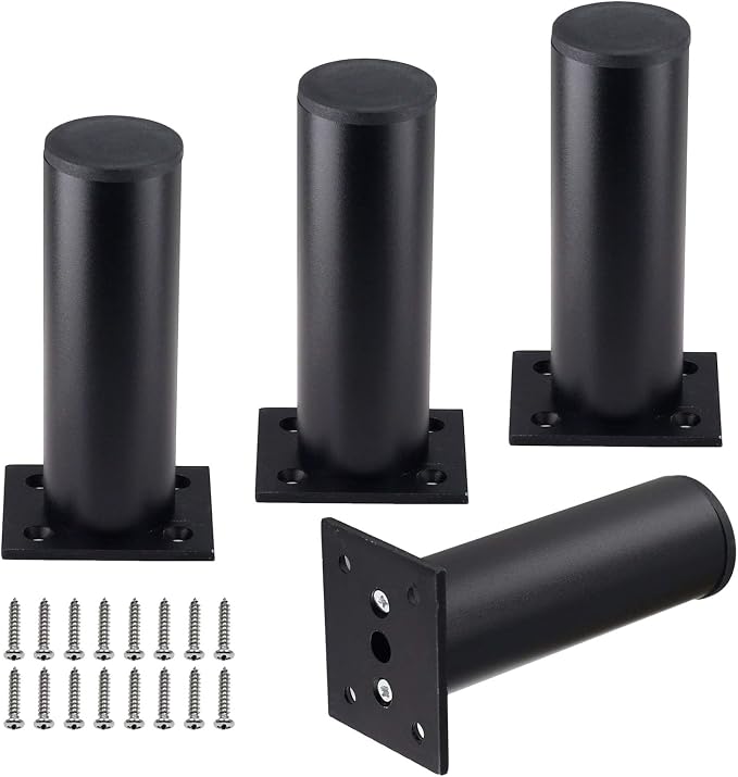 Set of 4 Furniture Legs 4.7 Inch, Adjustable Aluminum Alloy Cabinet Legs by Kyuionty