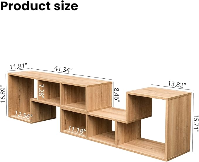 Recaceik Cube Bookshelf 2 Shelf Bookcase L-Shaped TV Console Stand Modern - Image 2