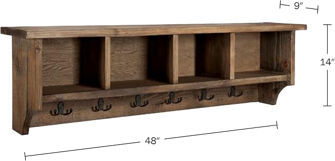Alaterre Furniture Pomona Entryway Coat Rack – Rustic Farmhouse 48-Inch - Image 3